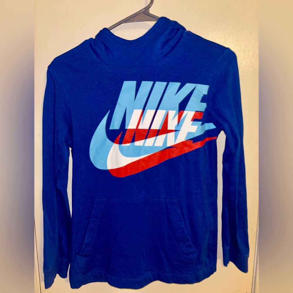 🆕 Nike Lightweight Blue Pullover Hoodie | Size Large | 100% Cotton | Front Poc